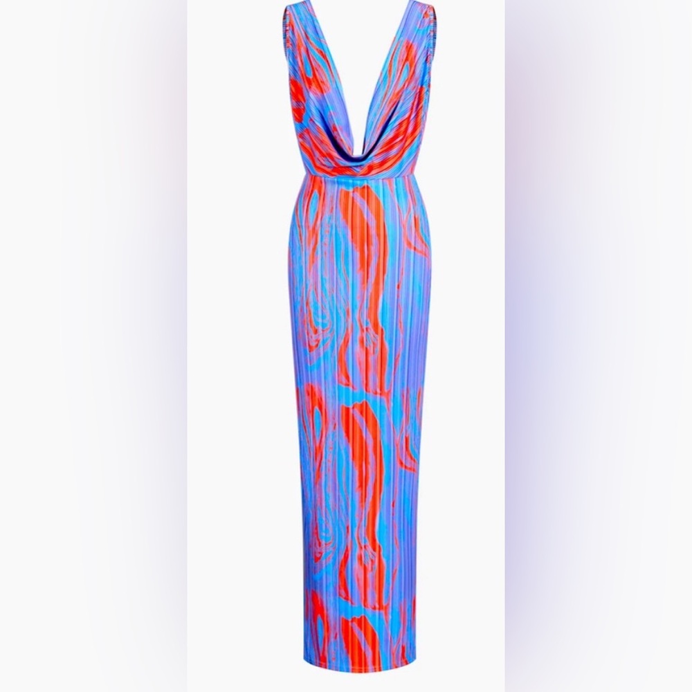 NWT Commense Flamingo Passions Cowl Neck Dress Large
